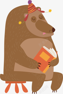 看书的小熊看书的小熊矢量图高清图片