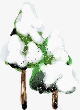 圣诞树叶手绘白雪png免抠素材_88icon https://88icon.com 圣诞 树叶 白雪
