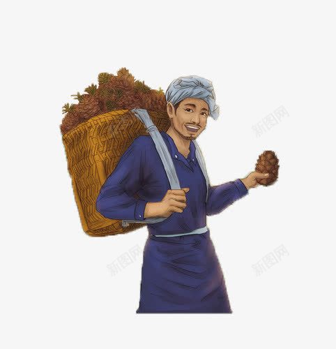 背着大箩筐采摘坚果的农民png免抠素材_88icon https://88icon.com 农忙 农民 坚果 采摘