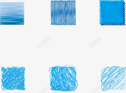 蓝色系彩铅笔刷图矢量图图标图标