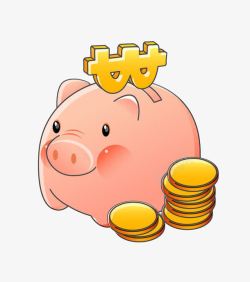 收藏钱币小猪存钱罐插画高清图片