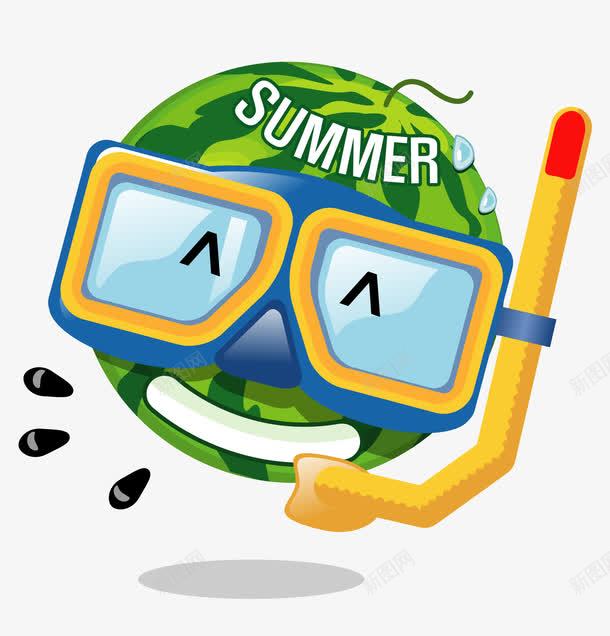 戴着潜水镜的西瓜矢量图ai免抠素材_88icon https://88icon.com sale summer 卡通 可爱 可爱西瓜表情 头像 潜水镜 矢量素材 西瓜 西瓜表情 矢量图