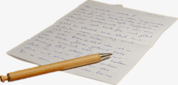 一支笔和一张写满英文的信纸素材