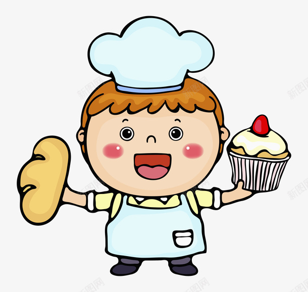 可爱糕点师png免抠素材_88icon https://88icon.com 口袋 可爱 围裙 帽子 手绘 糕点师 蛋糕 衬衫 面包