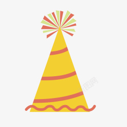 黄红色条纹三角形生日帽矢量图素材