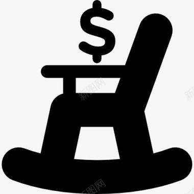 符号摇椅与美元符号的轮廓图标图标