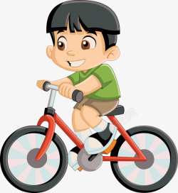 手绘卡通骑自行车的男孩素材