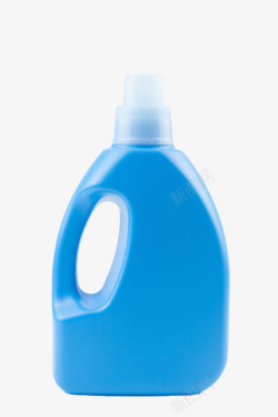 蓝色塑料洗衣篮蓝色带提手的洗衣液瓶子清洁用品高清图片