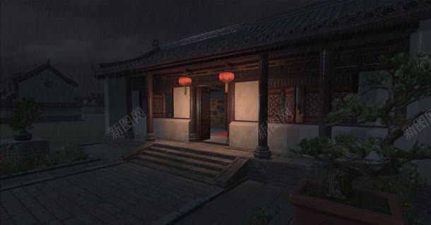 古风武侠住宅夜景jpg设计背景_88icon https://88icon.com 住宅 古典 古风 夜景 手绘 武侠