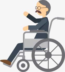 手推轮椅病人卡通轮椅老人高清图片