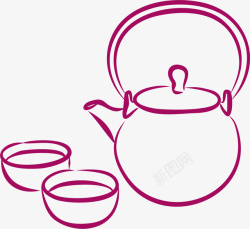 生姜红茶手绘茶具卡通矢量图高清图片
