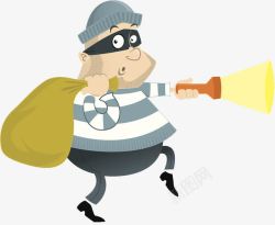 小偷偷东西卡通拿着手电筒盗窃的小偷高清图片
