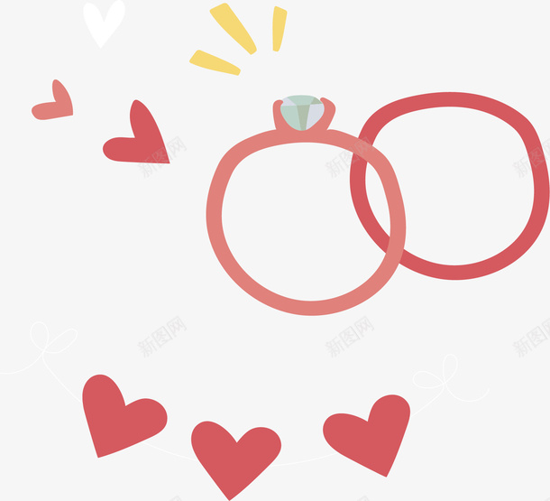 卡通结婚对戒png免抠素材_88icon https://88icon.com 卡通 幸福 戒指 手绘 爱情 结婚 钻戒
