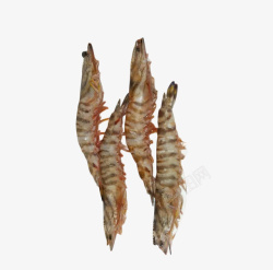 四条新鲜美味斑节虾素材