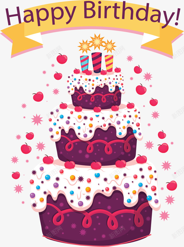 精美紫色三层蛋糕矢量图ai免抠素材_88icon https://88icon.com 三层蛋糕 生日快乐 生日蛋糕 矢量png 紫色蛋糕 蛋糕 矢量图