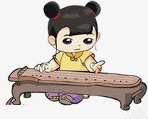 弹古琴的女孩卡通png免抠素材_88icon https://88icon.com 卡通 古琴 女孩