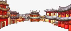 手绘中国风房屋装饰素材