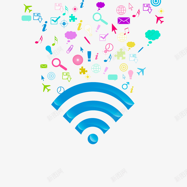 手绘蓝色WiFipng免抠素材_88icon https://88icon.com WiFi 创意 卡通 可爱 彩色的 手绘的 漫画 简单