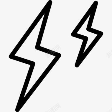 天气符号两个闪电勾勒出天气的象征图标图标