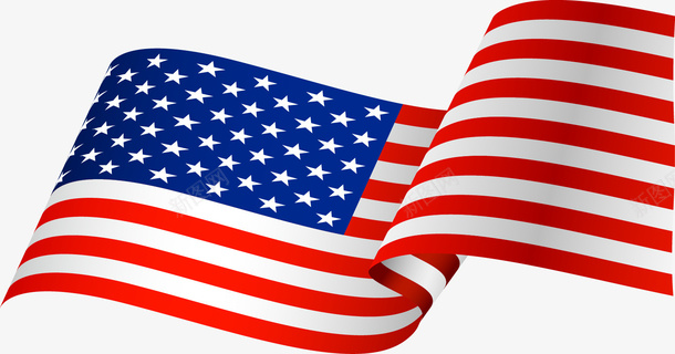 手绘飘扬的美国国旗矢量图图标图标