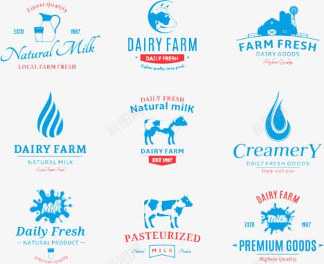 奶滴奶牛标志图标图标