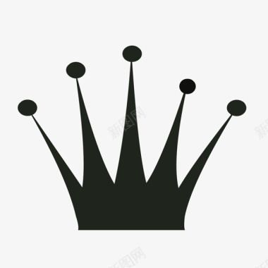 黑色手绘的皇冠装饰图标图标