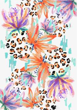 彩绘豹纹花卉图案素材