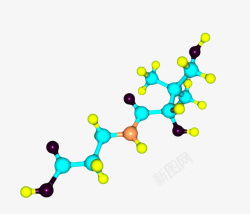 分子形状蓝黄色泛酸维生素B5分子形高清图片