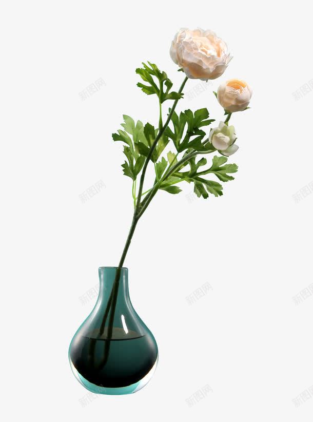 玫瑰花瓶png免抠素材_88icon https://88icon.com 叶子 水 玫瑰花 玻璃 瓶子里的花 白色的 花朵 花瓶 透明