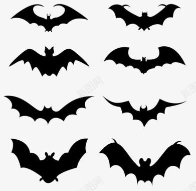 手绘感恩节装饰蝙蝠家族图标图标