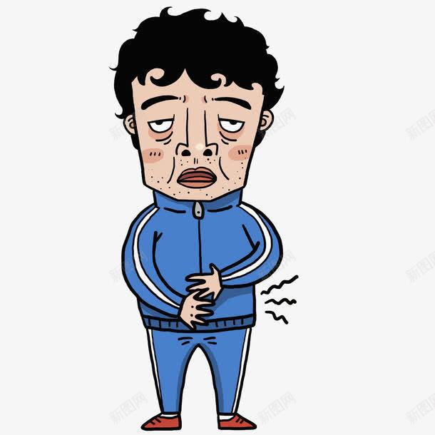 手绘饥饿的男士png免抠素材_88icon https://88icon.com 卡通人物 失落 手摸肚子 男士 简笔 肚子叫 肚子饿 蓝色 饥饿 饿肚子