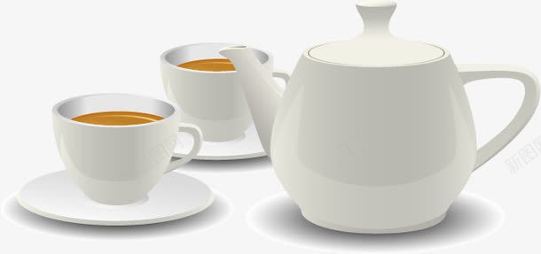 手绘陶瓷茶具png免抠素材_88icon https://88icon.com 咖啡杯 手绘 煮茶茶具 白色 茶具 茶壶 茶杯