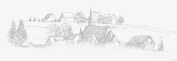 村庄图案线描简约山坡房屋装饰图案高清图片