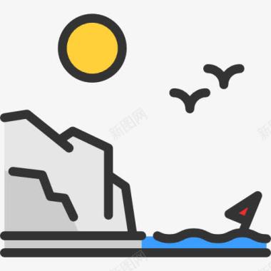 高山大海旅行海岸图标图标