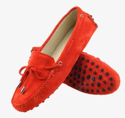豆豆鞋橘红色蝴蝶结单鞋高清图片