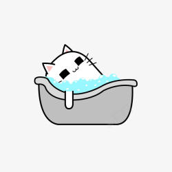 矢量清洁皮肤正洗澡的可爱猫咪案矢量图高清图片
