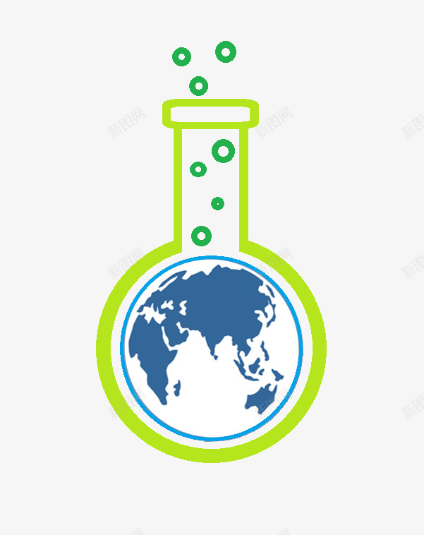 绿色化学实验瓶psd免抠素材_88icon https://88icon.com 动漫动画 卡通手绘 地球 实验瓶 小圆球 绿色化学品 绿色瓶子 装饰图