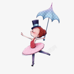 撑伞跳舞的小女孩人物素材