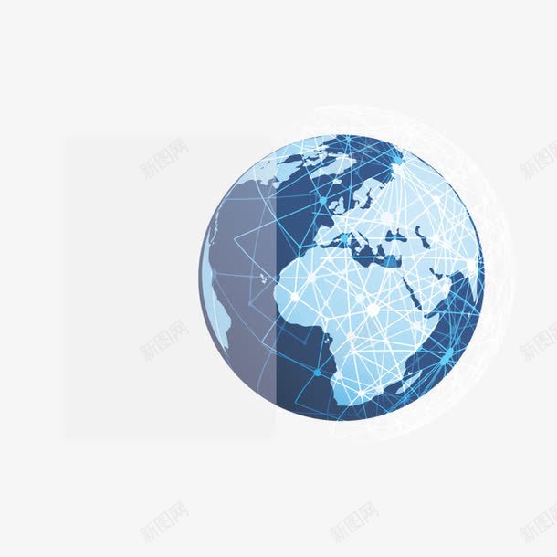 蓝色互联网地球png免抠素材_88icon https://88icon.com 互联网 全球化 地球 平面 标签 点 线条
