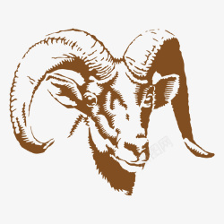 手绘羊头带羊角的羊头图案高清图片