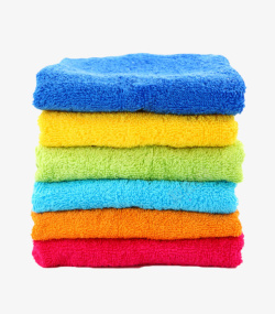 一堆彩色层叠着的毛巾清洁用品实素材