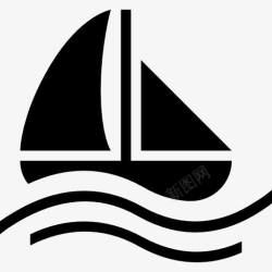 运动运输帆船的黑色符号图标高清图片