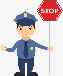 交警警察路边指示牌交通警察矢量图高清图片