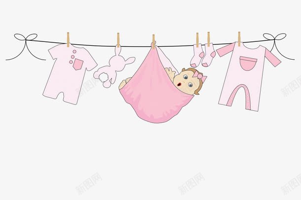 卡通晾衣服png免抠素材_88icon https://88icon.com 卡通元素 婴儿 晾衣服 母婴 母婴素材 漫画衣服 粉色衣服