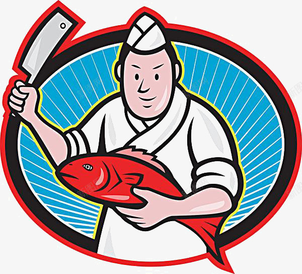 卡通厨师png免抠素材_88icon https://88icon.com 刀 卡通厨师素材 杀鱼素材 鱼素材