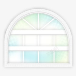 白色拱形玻璃窗效果图素材