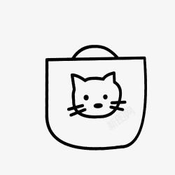 手绘包包猫咪图案手领包简笔画高清图片
