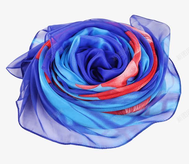 蓝色的丝巾png免抠素材_88icon https://88icon.com 丝巾 产品实物 时尚 柔软 轻纱 透气