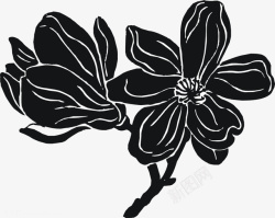 创意黑色玉兰花朵素材
