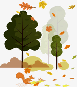 手绘秋天树叶装饰图案矢量图素材